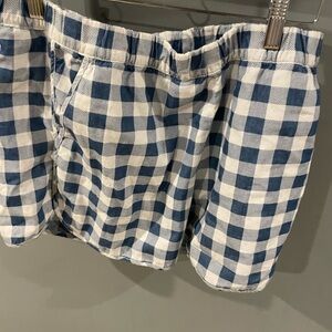 Madewell plaid blue elastic waist shorts size L
